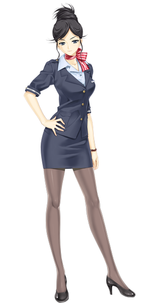 Anime picture 1500x3000 with zettai shougeki platonic heart kakizaki rei happoubi jin single tall image blue eyes black hair transparent background stewardess girl skirt miniskirt