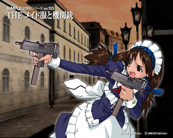 Anime picture 1280x1024 with maid gun tagme