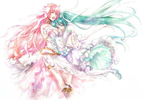 Anime picture 1283x903 with vocaloid hatsune miku megurine luka girl tagme