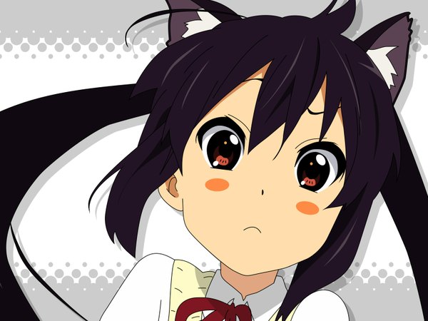 Anime picture 1600x1200 with k-on! kyoto animation nakano azusa animal ears cat girl close-up blush stickers girl