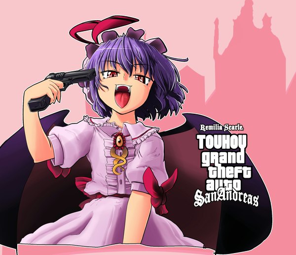 Anime picture 2200x1900 with touhou grand theft auto remilia scarlet kato (artist) highres parody girl