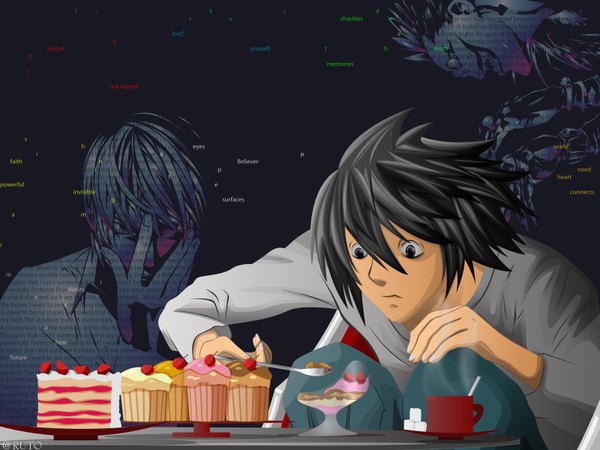 Anime picture 1600x1200 with death note madhouse l (death note) tagme