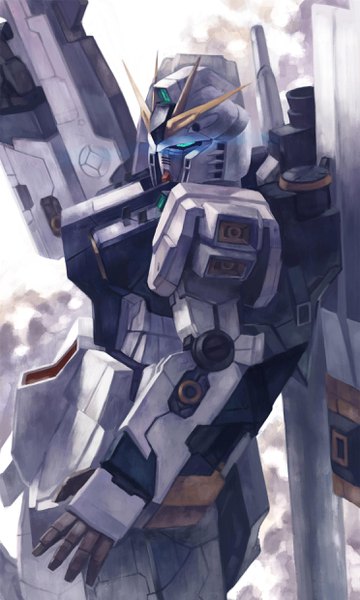 Anime picture 1488x2479 with mobile suit gundam mobile suit gundam - char's counterattack sunrise (studio) nu gundam daue tall image green eyes realistic no people science fiction beam rifle weapon mecha