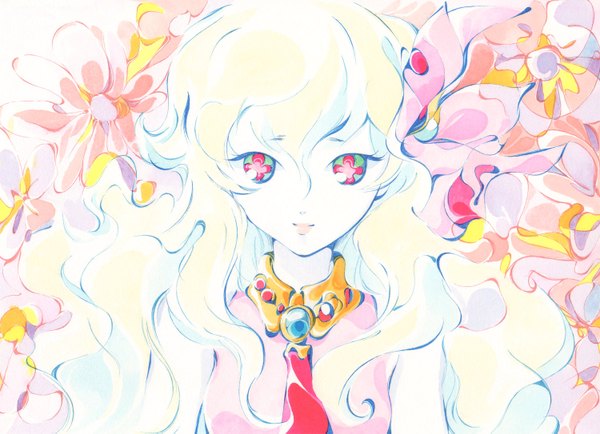 Anime picture 1500x1085 with tengen toppa gurren lagann gainax nia teppelin charmal (pixiv) single long hair smile blue hair lips + + girl flower (flowers)