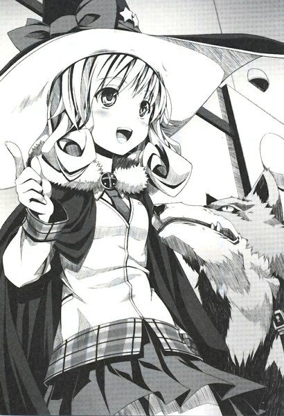 Anime picture 782x1142 with highschool dxd le fay pendragon fenrir(dxd) single tall image blush fringe short hair breasts open mouth blue eyes blonde hair smile parted lips :d monochrome alternate hairstyle girl uniform bow