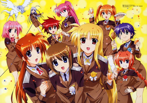 Anime picture 4670x3291 with mahou shoujo lyrical nanoha mahou shoujo lyrical nanoha strikers fate testarossa takamachi nanoha yagami hayate signum vita reinforce zwei subaru nakajima teana lanster caro ru lushe erio mondial highres group girl