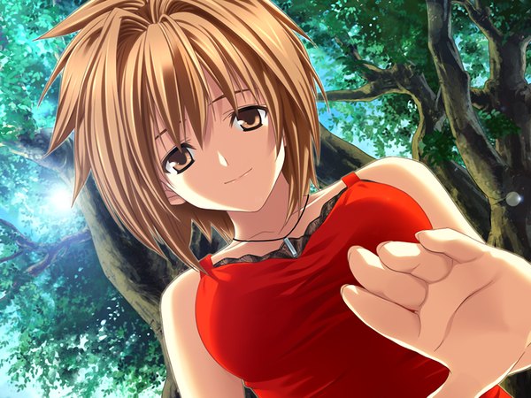 Anime picture 1200x900 with kakuu shoujo yuki sunou brown hair brown eyes game cg girl