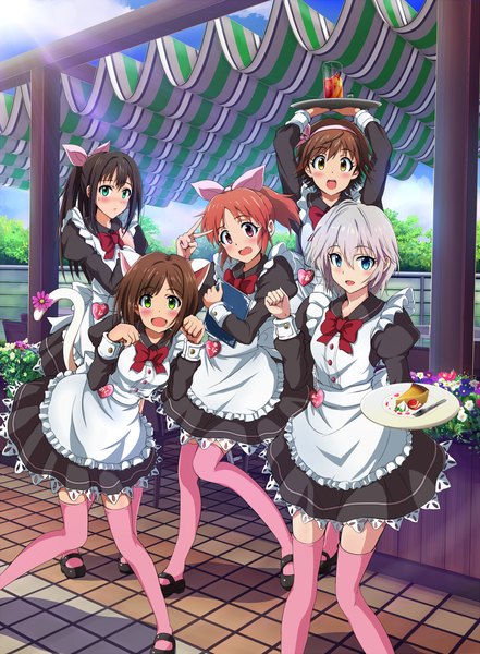 Anime picture 1000x1359 with idolmaster idolmaster cinderella girls shibuya rin anastasia (idolmaster) maekawa miku honda mio abe nana hina (araburu-hinadori) long hair tall image blush short hair open mouth blue eyes black hair smile red eyes brown hair multiple girls green eyes