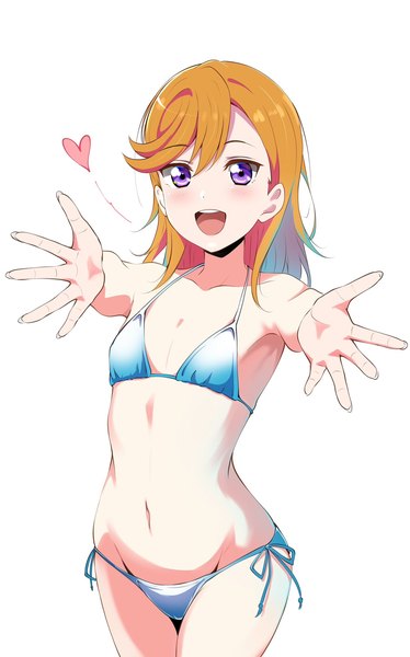 Anime picture 1278x2048 with hello!!! love live! sunrise (studio) love live! shibuya kanon borgbutler single long hair tall image looking at viewer blush fringe open mouth light erotic simple background smile hair between eyes standing white background purple eyes :d