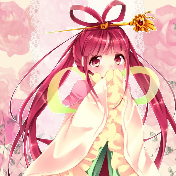 Anime picture 2000x2000 with magi the labyrinth of magic a-1 pictures ren kougyoku uzuki aki long hair blush highres red eyes red hair traditional clothes girl hair ornament