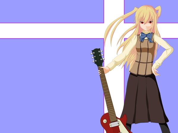 Anime picture 2227x1670 with maria holic shaft (studio) shidou mariya rairu single highres two side up third-party edit otoko no ko extended boy musical instrument guitar electric guitar