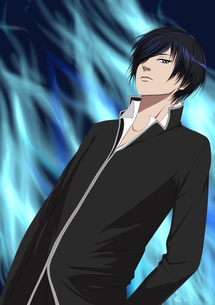 Anime picture 2480x3507 with code: breaker kinema citrus ogami rei single tall image looking at viewer highres short hair blue eyes black hair smile open collar boy