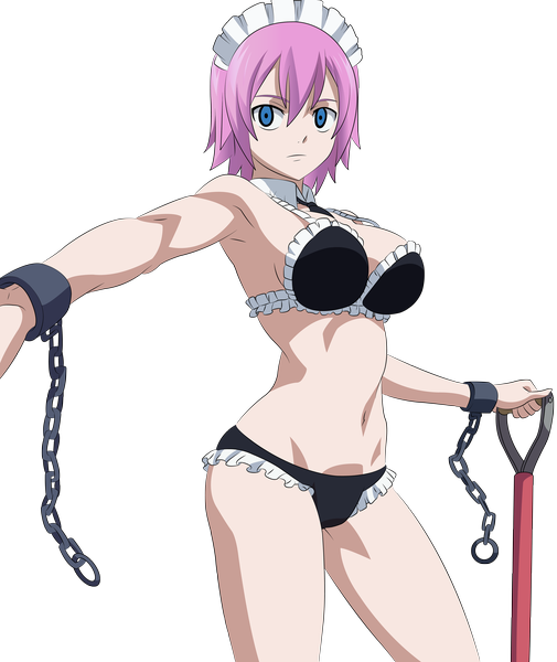 Anime picture 4500x5344 with fairy tail virgo (fairy tail) maddog05 single tall image highres short hair blue eyes light erotic pink hair absurdres coloring transparent background vector girl navel swimsuit bikini headdress maid headdress