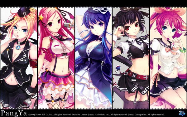 Anime picture 1680x1050 with pangya kooh arin lucia hana erika wide image jpeg artifacts glasses garter straps