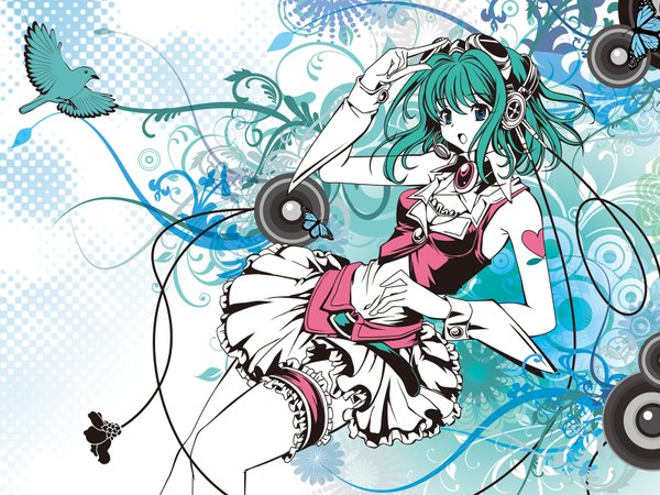 Anime picture 1600x1200 with vocaloid gumi girl headphones tagme