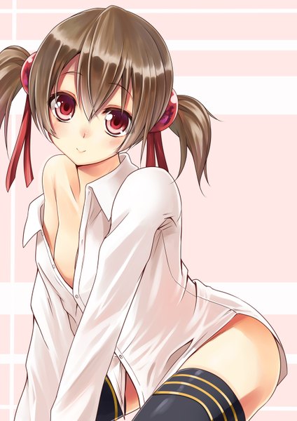 Anime picture 1075x1522 with sword art online a-1 pictures silica taletale single tall image looking at viewer blush short hair light erotic red eyes brown hair twintails brown eyes light smile short twintails girl thighhighs ribbon (ribbons) black thighhighs