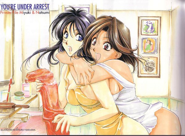 Anime picture 1291x950 with you're under arrest studio deen kobayakawa miyuki tsujimoto natsumi taiho shichauzo light erotic shoujo ai