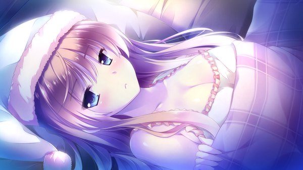 Anime picture 1920x1080 with ojousama wa gokigen naname naname nanami long hair looking at viewer blush highres blue eyes blonde hair wide image game cg lying girl