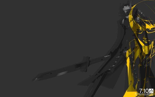 Anime picture 1900x1200 with persona 4 persona highres black background sword