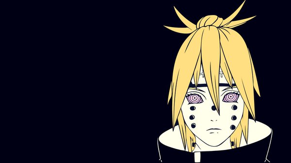 Anime picture 1920x1080 with naruto studio pierrot naruto (series) pain (naruto) nagato (naruto) animal path ajisa (chikushoudou female) single looking at viewer fringe highres short hair blonde hair hair between eyes wide image hair bun (hair buns) wallpaper piercing black background portrait