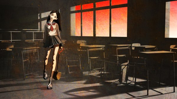 Anime picture 1500x844 with sayonara zetsubou sensei shaft (studio) kitsu chiri wide image
