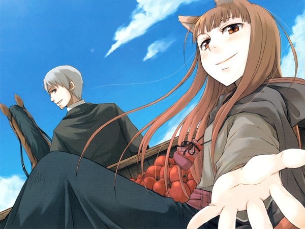Anime picture 1600x1200 with spice and wolf horo craft lawrence animal ears tagme
