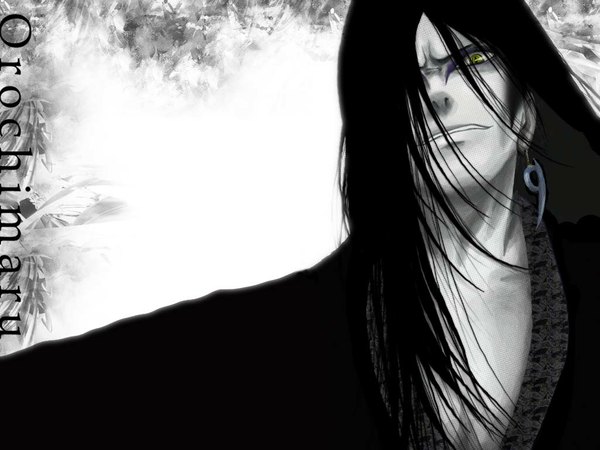 Anime picture 1024x768 with naruto studio pierrot naruto (series) orochimaru single long hair black hair yellow eyes hair flower boy hair ornament earrings