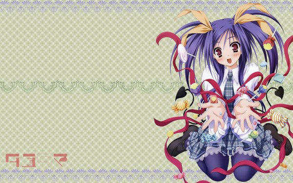 Anime picture 1920x1200 with tayutama lump of sugar kawai ameri moekibara fumitake highres wide image ribbon (ribbons) serafuku candy