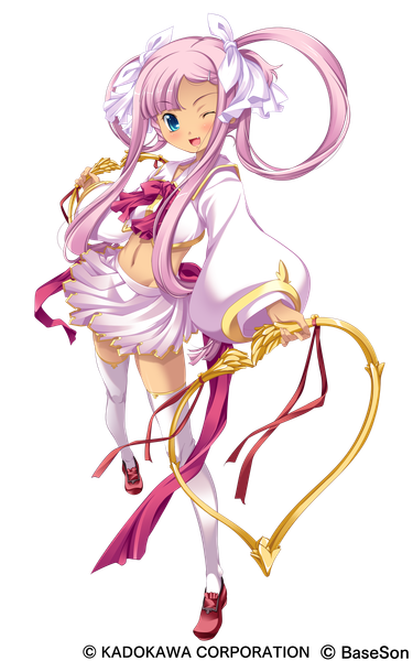 Anime picture 2766x4429 with koihime musou doga kobo sonshoukou hikage eiji single long hair tall image looking at viewer blush highres open mouth blue eyes pink hair full body one eye closed wink scan official art loli transparent background