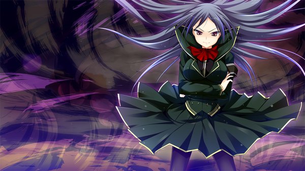 Anime picture 1280x720 with master re:master (game) long hair black hair wide image brown eyes game cg girl uniform school uniform
