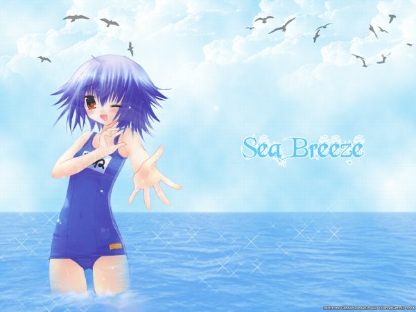 Anime picture 1024x768 with yumeria studio deen mone sakurazawa izumi loli swimsuit water one-piece swimsuit school swimsuit