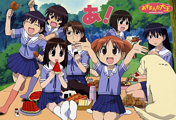 Anime picture 2169x1491 with azumanga daioh j.c. staff kasuga ayumu mihama chiyo takino tomo sakaki kagura (azumanga) mizuhara koyomi aida kaori tadakichi highres girl