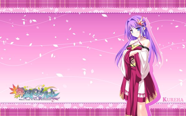 Anime picture 2560x1600 with lunaris filia kureha (maikaze no melt) mikagami mamizu single long hair highres blue eyes wide image purple hair girl