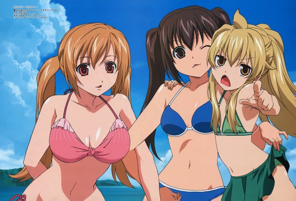 Anime picture 5130x3490 with minami-ke megami magazine minami kana minami chiaki minami haruka highres light erotic official art swimsuit bikini tagme