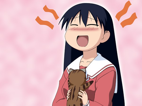 Anime picture 1024x768 with azumanga daioh j.c. staff sakaki mayaa girl cat