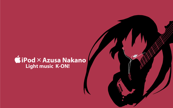 Anime picture 1440x900 with k-on! kyoto animation ipod nakano azusa wide image pink background silhouette kisoba