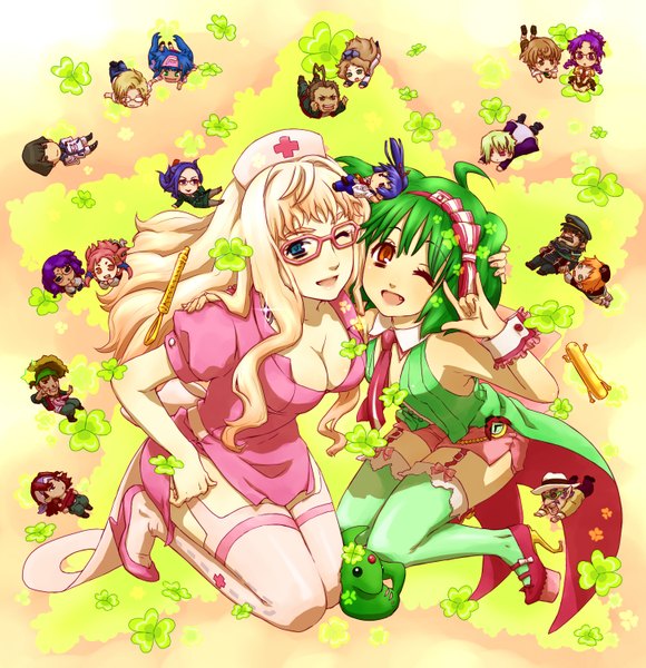 Anime picture 1450x1500 with macross macross frontier macross frontier: sayonara no tsubasa sheryl nome ranka lee saotome alto klan klang brera sterne mikhail buran matsuura nanase luca angeloni grace o'connor bobby margot catherine glass leon mishima ozma lee tall image blue eyes blonde hair simple background