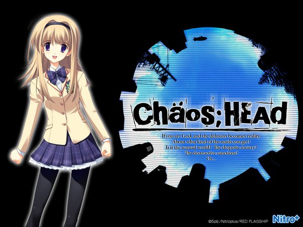 Anime picture 1024x768 with chaos;head nishijou nanami long hair blonde hair thighhighs skirt tagme
