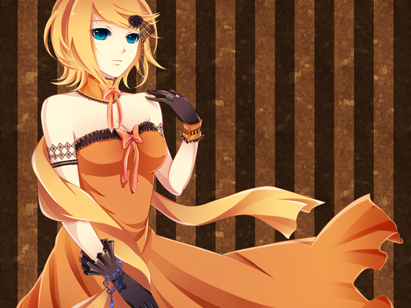 Anime picture 1600x1200 with vocaloid kagamine rin blue eyes blonde hair girl dress