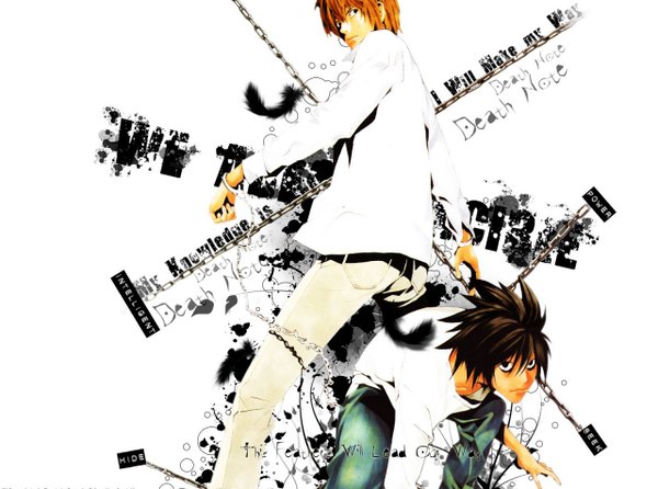 Anime picture 1280x952 with death note madhouse yagami light l (death note) tagme