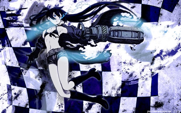 Anime picture 1920x1200 with black rock shooter black rock shooter (character) highres wide image twintails girl