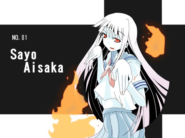 Anime picture 1500x1125 with mahou sensei negima! aisaka sayo ghost uniform school uniform fire shichiya tadatsuki