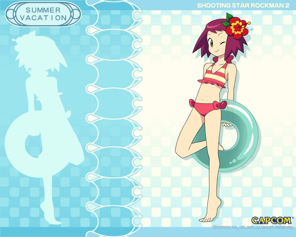 Anime picture 1280x1024 with ryuusei no rockman hibiki misora short hair green eyes red hair swimsuit bikini red bikini