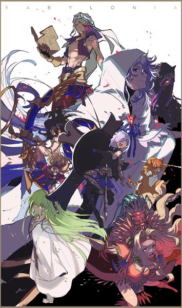 Anime picture 1000x1687 with fate (series) fate/grand order fate/stay night fate/strange fake mash kyrielight ishtar (fate) ereshkigal (fate) gilgamesh (fate) rider enkidu (fate) merlin (fate) gilgamesh (caster) (fate) medusa (lancer) (fate) quetzalcoatl (fate) jaguarman (fate/grand order) domu (hamadura) long hair tall image fringe short hair