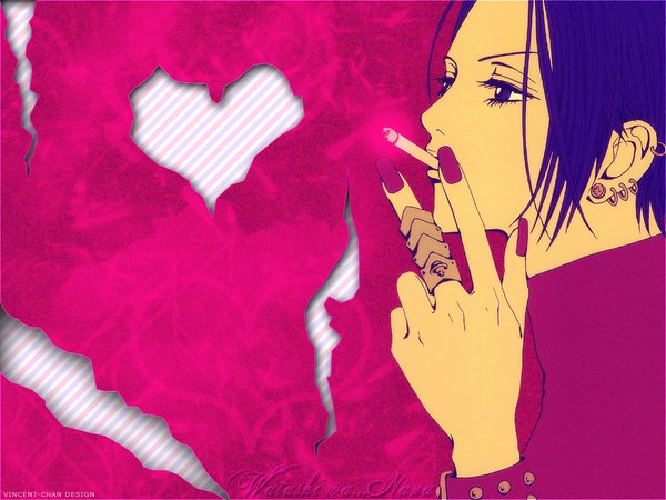 Anime picture 1024x768 with nana madhouse osaki nana earrings cigarette