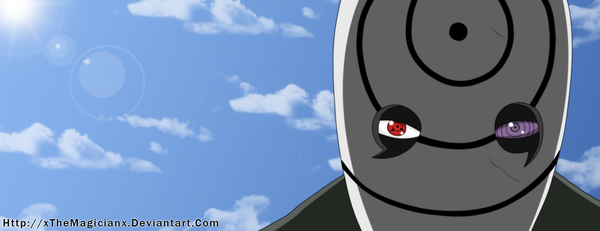 Anime picture 1966x759 with naruto studio pierrot naruto (series) uchiha obito tobi xthemagicianx single highres red eyes wide image purple eyes sky cloud (clouds) sunlight heterochromia coloring akatsuki sharingan rinnegan boy