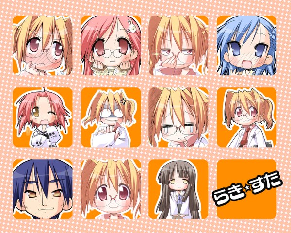 Anime picture 1280x1024 with lucky star kyoto animation kogami akira izumi soujirou miyakawa hinata miyakawa hikage girl