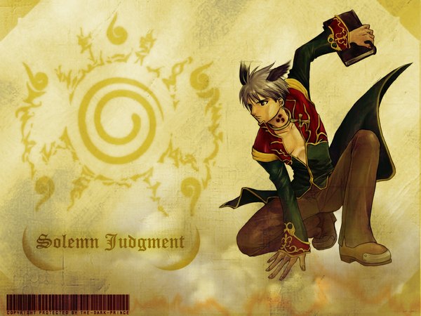 Anime picture 1024x768 with ragnarok online short hair signed grey hair priest cross cross necklace tagme