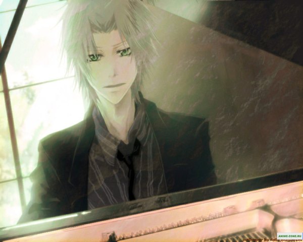 Anime picture 1280x1024 with katekyou hitman reborn gokudera hayato green eyes boy piano