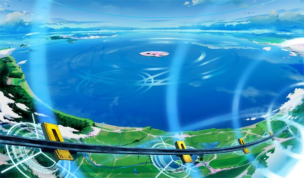 Anime picture 1024x600 with da capo iii wide image game cg sky cloud (clouds) no people landscape sea island